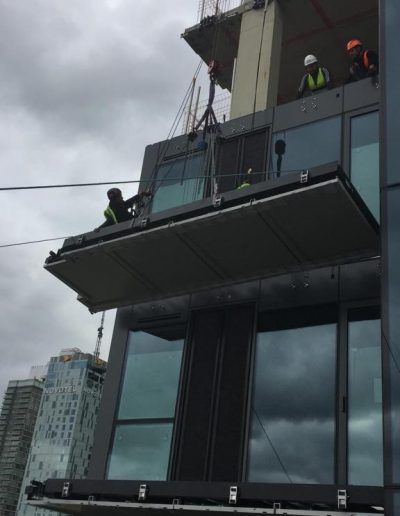 Balcony installing by crane